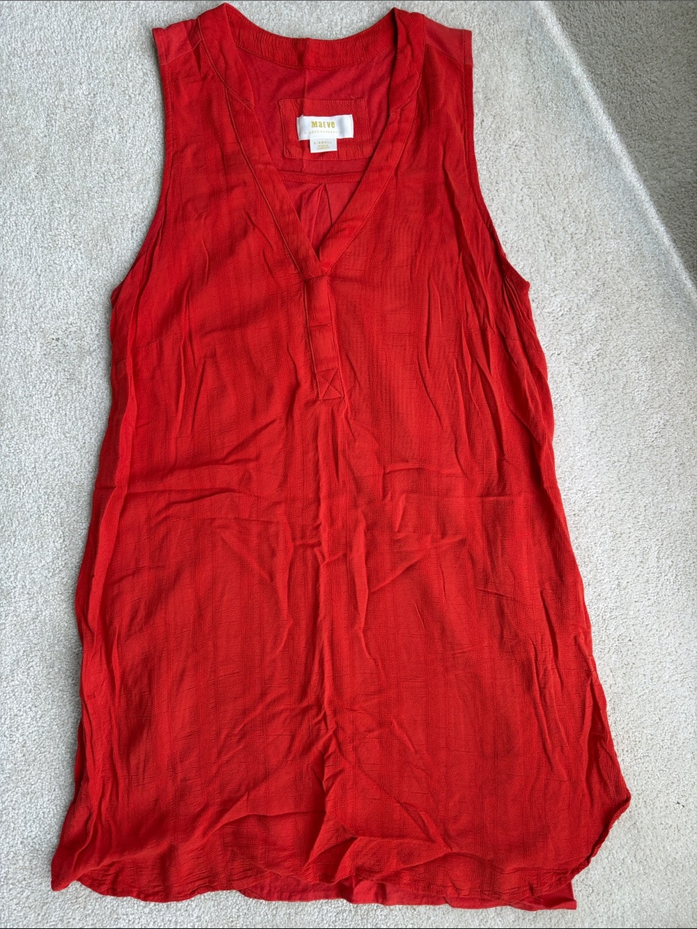 Anthropologie Maeve Red V-Neck Sleeveless Tunic Small Gauze
